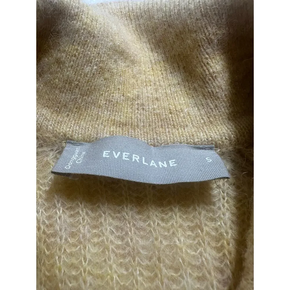 Everlane Alpaca Collared Cardigan Women Small Yellow Excellent Sheer Cottagecore
